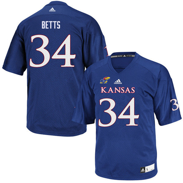 Men #34 Nate Betts Kansas Jayhawks College Football Jerseys Sale-Royal - Click Image to Close